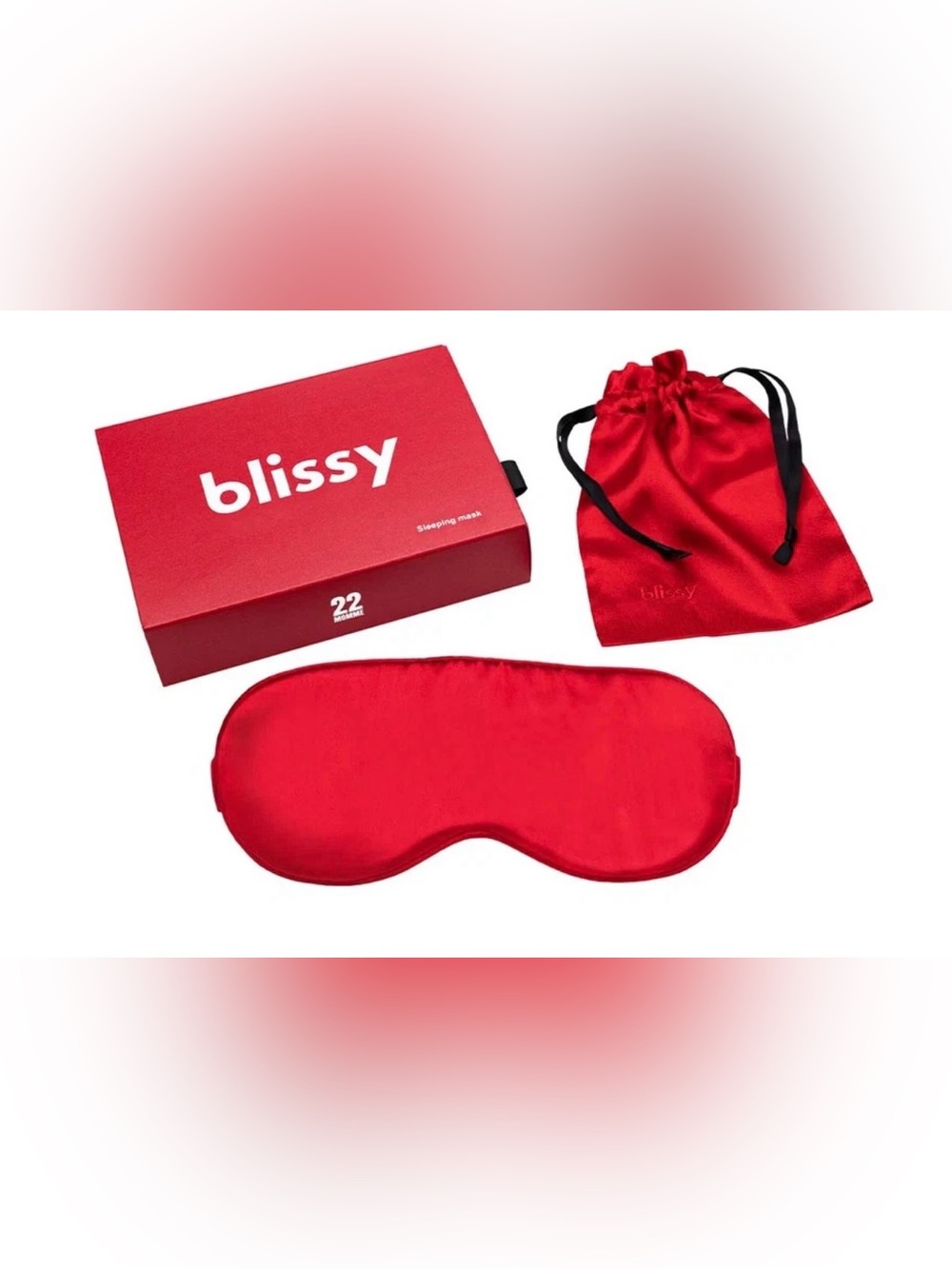 Blissy Red 100% Mulberry Silk Sleep Mask with Travel Pouch NIB